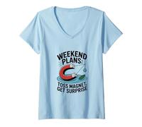 Women's Weekend Plans Toss Magnet Get Surprise Magnet Fishing V-Neck T-Shirt