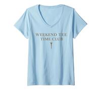 Women's Weekend Tee Time Club Golf Father's Day Graphic V-Neck T-Shirt