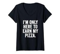 Womens Weekend Warrior Mom T-Shirt I'm Only Here to Earn My Pizza V-Neck T-Shirt