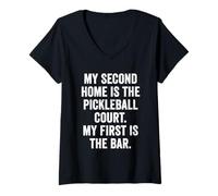 Womens Weekend Warrior Shirt My Second Home is The Pickleball Court V-Neck T-Shirt