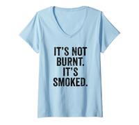 Womens Weekend Warrior T-Shirt It's Not Burnt It's Smoked BBQ Grill V-Neck T-Shirt