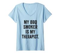 Womens Weekend Warrior T-Shirt My BBQ Smoker is My Therapist Grill V-Neck T-Shirt