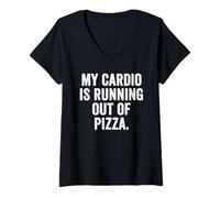 Womens Weekend Warrior T-Shirt My Cardio is Running Out of Pizza V-Neck T-Shirt