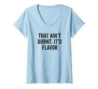 Womens Weekend Warrior T-Shirt That Ain't Burnt It's Flavor Grill V-Neck T-Shirt