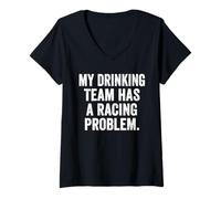 Womens Weekend Warrior Tshirt My Drinking Team Has A Racing Problem V-Neck T-Shirt