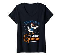 Womens Weightlifter Today I'm A SERIOUS Duck Funny Weight Training V-Neck T-Shirt