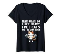 Womens Weightlifter What I DO Lift Heavy and PET Cats Gym V-Neck T-Shirt