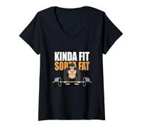 Womens Weightlifting Gorilla Kinda Fit Sorta Fat Funny Gym Workout V-Neck T-Shirt