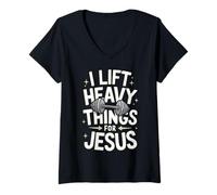 Women's Weightlifting I Lift Heavy Things for Jesus V-Neck T-Shirt