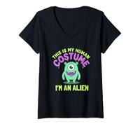 Women's Weird Funny This is My Human Costume I'm Really an Alien V-Neck T-Shirt