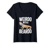 Women's Weirdo with a Beardo - Bearded Dragon Reptile Lover V-Neck T-Shirt