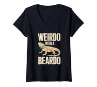 Women's Weirdo with a Beardo - Bearded Dragon Reptile Lover V-Neck T-Shirt