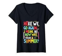 Women's Welcome Back I'm Glad You're Here, Back to School Teacher V-Neck T-Shirt