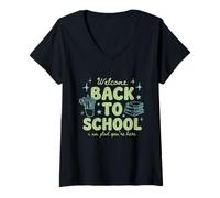 Women's Welcome Back to School I'm Glad You're Here Teacher Team V-Neck T-Shirt