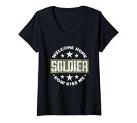 Womens Welcome Home Soldier Now Kiss Me Use Homecoming V-Neck T-Shirt