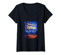 Womens Welcome to Dystopia V-Neck T-Shirt
