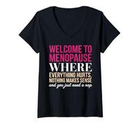Womens Welcome To Menopause Menopausal Perimenopausal WDNC V-Neck T-Shirt