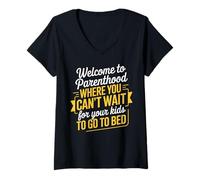 Womens Welcome To Parenthood Parent Mom Dad Funny Parents Parenting V-Neck T-Shirt