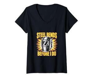 Women's Welder Steel Bends Before I Do Welding Pride V-Neck T-Shirt