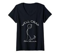 Women's Well Crap Stickman Kicks Can V-Neck T-Shirt