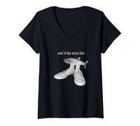 Women's Well if the Shoe Fish, Fih Shoe Fish Cursed Y2K V-Neck T-Shirt