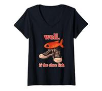 Women's Well if The Shoe Fish, wear it Shoe Fish Cursed Y2K V-Neck T-Shirt