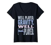 Womens Well Played Gravity Well Played - Funny Broken Leg Foot V-Neck T-Shirt