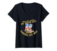 Womens We'll Put A Boot In Your Ass Western Cowgirl 4th Of July V-Neck T-Shirt