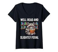 Women's Well Read and Slightly Feral V-Neck T-Shirt