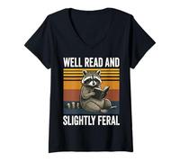 Women's Well Read and Slightly Feral V-Neck T-Shirt