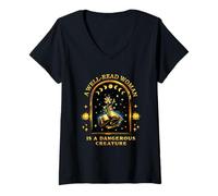 Women's Well-Read Woman is A Dangerous Creature Feminist Book Reader V-Neck T-Shirt