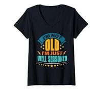 Womens Well Seasoned Funny Grandparents Day Humor Retirement V-Neck T-Shirt