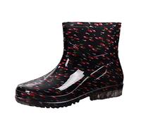 Women's Wellie Boots Waterproof Rain Boots Colorful Polka Dot Pattern Short Wellington Boot Slip-On Wellingtons Outdoor Work Garden Shoes Casual size 6