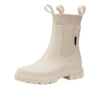 Womens Wellies Clearance Waterproof Rain Boot Garden Shoes Knit Elastic Calf Wellington Boots Rubber Boots Ankle rain Shoes Work Shoes for Outdoor Rubber Chelsea Rain Boots 5 Z1_Beige
