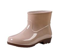 Women's Wellies Ladies Waterproof Boots Gardening Shoes Cement Boots for Men Buckle Round Middle Rain Heeled Toe Women Shoe Water (Khaki,6)