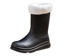 Womens Wellies Ladies Waterproof Boots Gardening Shoes Snowboarding Boots Women's Spring Summer Autumn and Winter Mid Tube Plus Velvet Cotton Removable and Washable Outdoor Fashion Work Fishing Car Wa