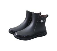 Womens Wellies Rain Boots for Women Ladies Garden Shoes Men's Casual Shoes Size 14 Men Rain Slip Casual Short On Boots Water Ankle Outdoor Fashion Top Selling Mens (Black,6.5)
