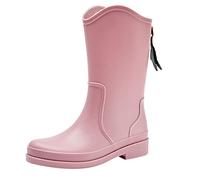 Women's Wellies Waterproof Ankle Boots Women Ladies Garden Shoes Bouts for Men Fashion Rain Shoes Outside Kitchen Rubber Soft Bottom Comfortable Middle Tube Rain Boots Chemistry Flat Jelly (Pink,5)