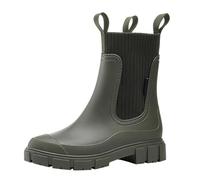 Womens Wellies Waterproof Boots for Women UK Garden Shoes Rain Boots Womens Mid Calf 2024 Women's Temperament England Rain Mid Calf Non Slip Wear Water Shoes Lined Girls (Green,5)