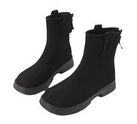 Women's Wellies Womens Waterproof Boots Garden Shoes Women Open Toe Wedges for Wedge Heels Boots Autumn and Winter Single Thick Short Versatile British Style Winter with Wedge for(Black,5.5)