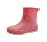 Women's Wellies Womens Waterproof Boots Ladies Garden Shoes and Rain Boots Women's Japanese New Mid Calf Rain Shoes Water Outside Non Slip Mid Calf Water Adult Short Winter Rubber (Pink,5)