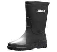 Women's Wellies Womens Waterproof Boots Ladies Garden Shoes Steal Toed Boots Rain for Men Fashionable Rubber Non Slip Outdoor Garden Mid Calf Work Shoes Comfort Lightweight Rainboots for Fishing Climb