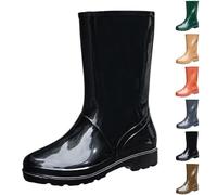 Women's Wellington Boots, 40 Half Height Rain Shoes, Women's Waterproof Rain Boots, Lightweight Riding Boots, Leather Boots, Outdoor Rubber Shoes with Heel, Slip-On Boots, Comfort Garden Shoes