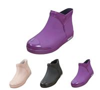 Women's Wellington Boots, Black, Rain Boots, Wide Unisex Protective Boots, Non-Slip Lightweight Wide Shaft Shoes, Lightweight Breathable Sole, Safety Wellington Boots & Rubber Shoes, purple, 6 UK