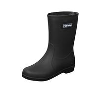 Women's Wellington Boots, Garden Shoes, Summer Half Height Waterproof & Non-Slip Rain Boots, Plain Stretch, Lightweight, Comfortable Wading Boots, Outdoor Fashionable Safety Rain Boots, black, 5 UK