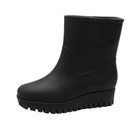Womens Wellington Boots Ladies Waterproof Boots Short Boot Men Fashion Casual Inner High Rain Shoes Women Flat Bottomed Antiskid Outer Versatile Rain Middle Tube Water Shoes Penguin for Women Black