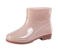 Women's Wellington Boots Waterproof Boots Women's Half Height Rain Ankle Boots Slip On Flat Short Boots Rubber Shoes Non-Slip Abrasion Resistant Rain Shoes with Non-Slip Sole Rain Boots for Garden
