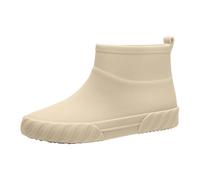 Womens Wellington Rain Boots Short Ankle Casual Waterproof Booties Beige 4.0