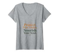 Women's Wellness & Self-Care Inspirational Typography Design V-Neck T-Shirt
