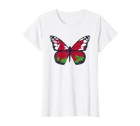 Womens Welsh Flag Butterfly Butterflies Wings Cymru Wales Flag T-Shirt